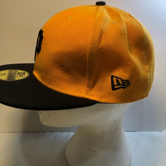 Pittsburgh Pirates New Era 59FIFTY Fitted Hat - Gold Black 7 1/8 MLB Wool - Picture 3 of 15